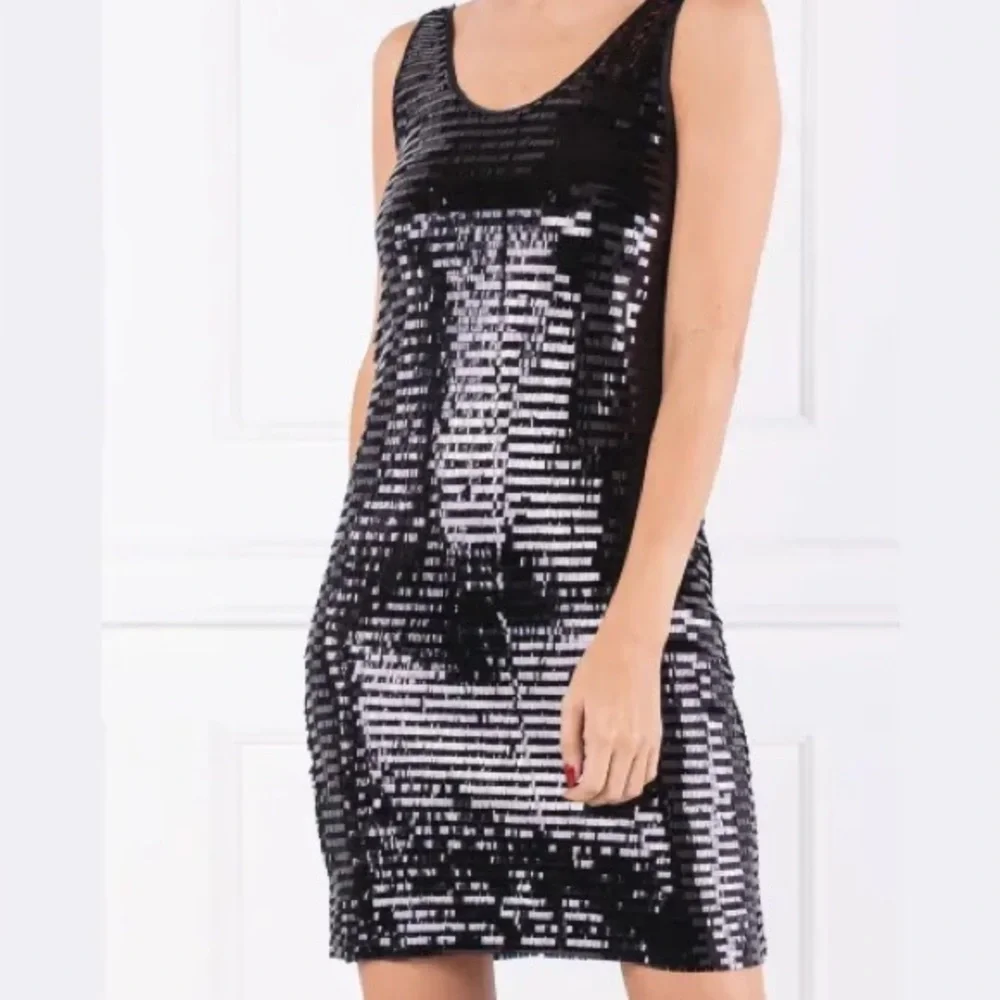 Armani Exchange Sequin Black Mini Dress - Picture 1 of 6